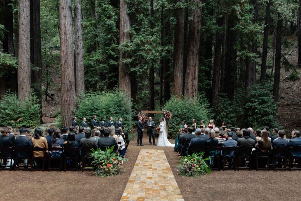 Forest wedding at Waterfall Lodge and Retreat in Santa Cruz